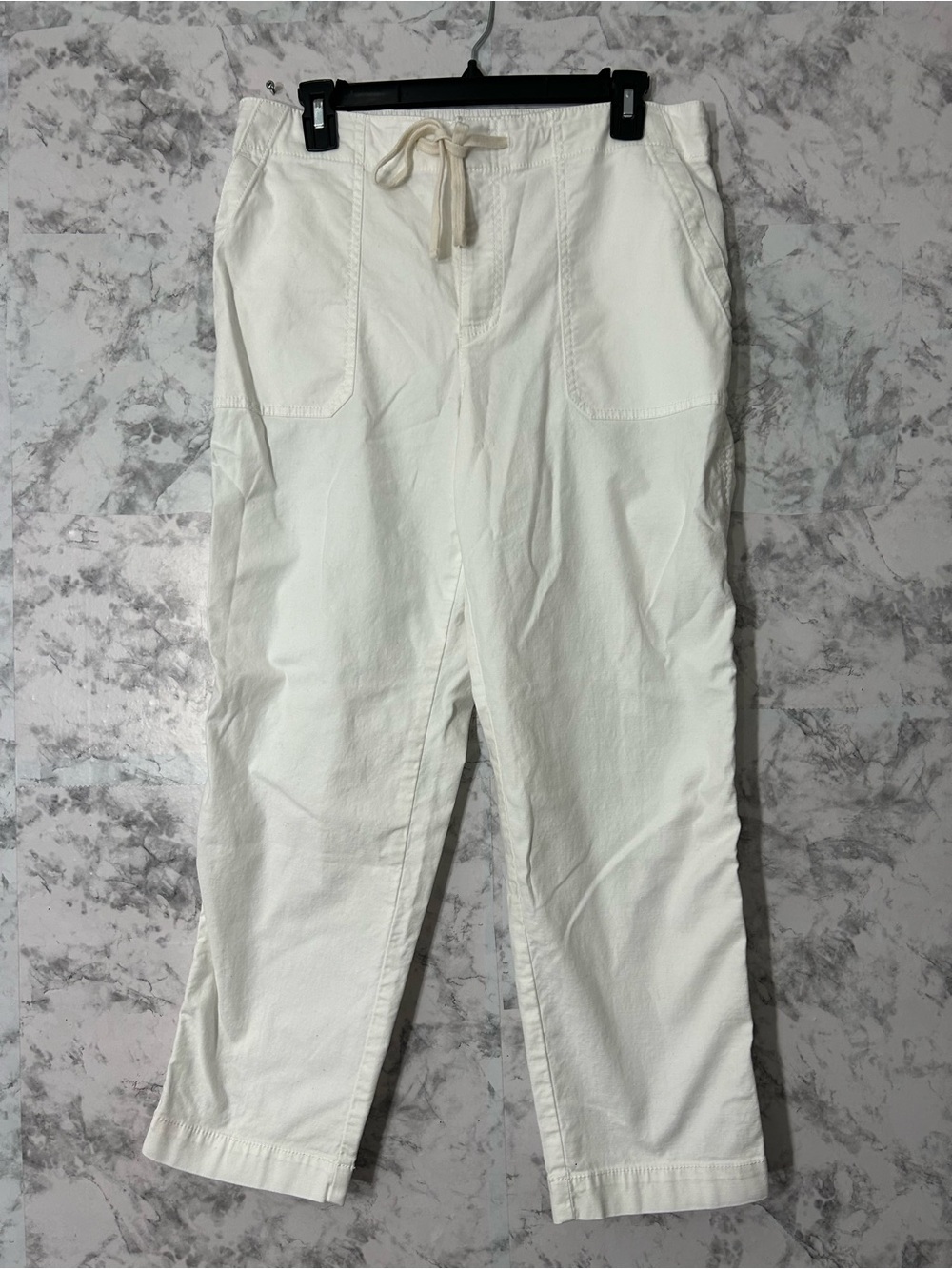 LOFT women White Cotton Drawstring Chinos Sz 8